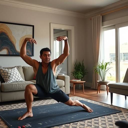 David Chen exercising in his home, a testimonial from Los Angeles