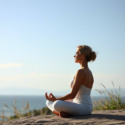 Person meditating peacefully outdoors