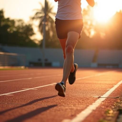 Person running on a track, showcasing cardiovascular exercise